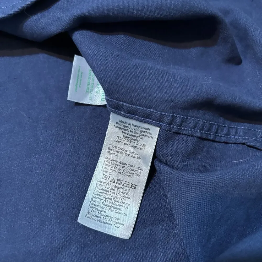 J Crew Shirt Mens XL Classic Blue Long Sleeve Button Oxford Cat Eye Buttons